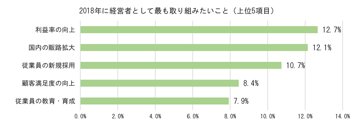 2018年に経営者として最も取り組みたいことグラフ