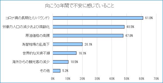 向こう３年間で不安に感じていることグラフ