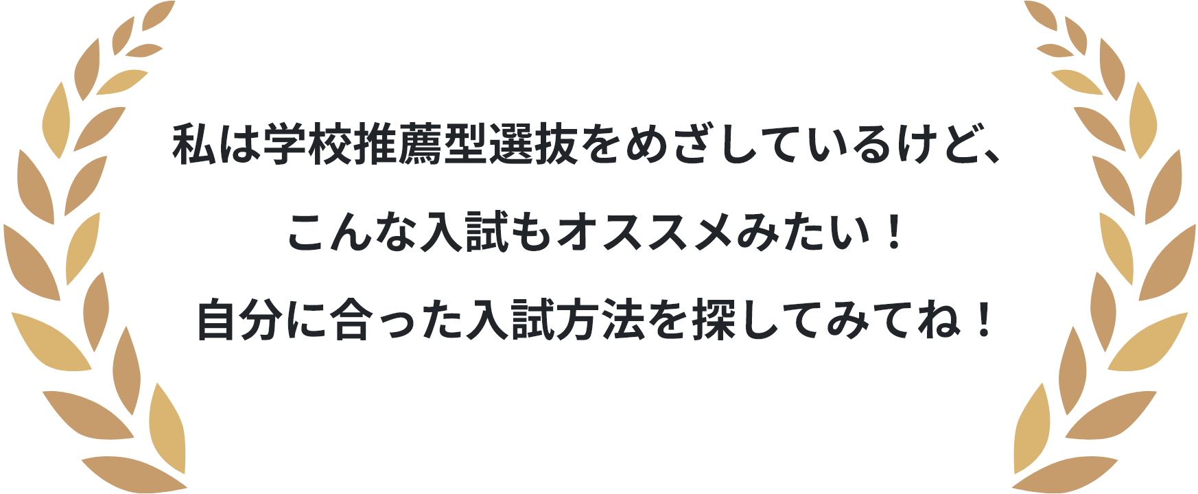 私は学校推薦型選抜をめざしているけど、こんな入試もオススメみたい！自分に合った入試方法を探してみてね！