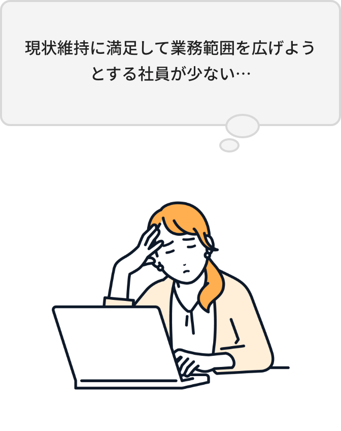 現状維持に満足して業務範囲を広げようとする社員が少ない…